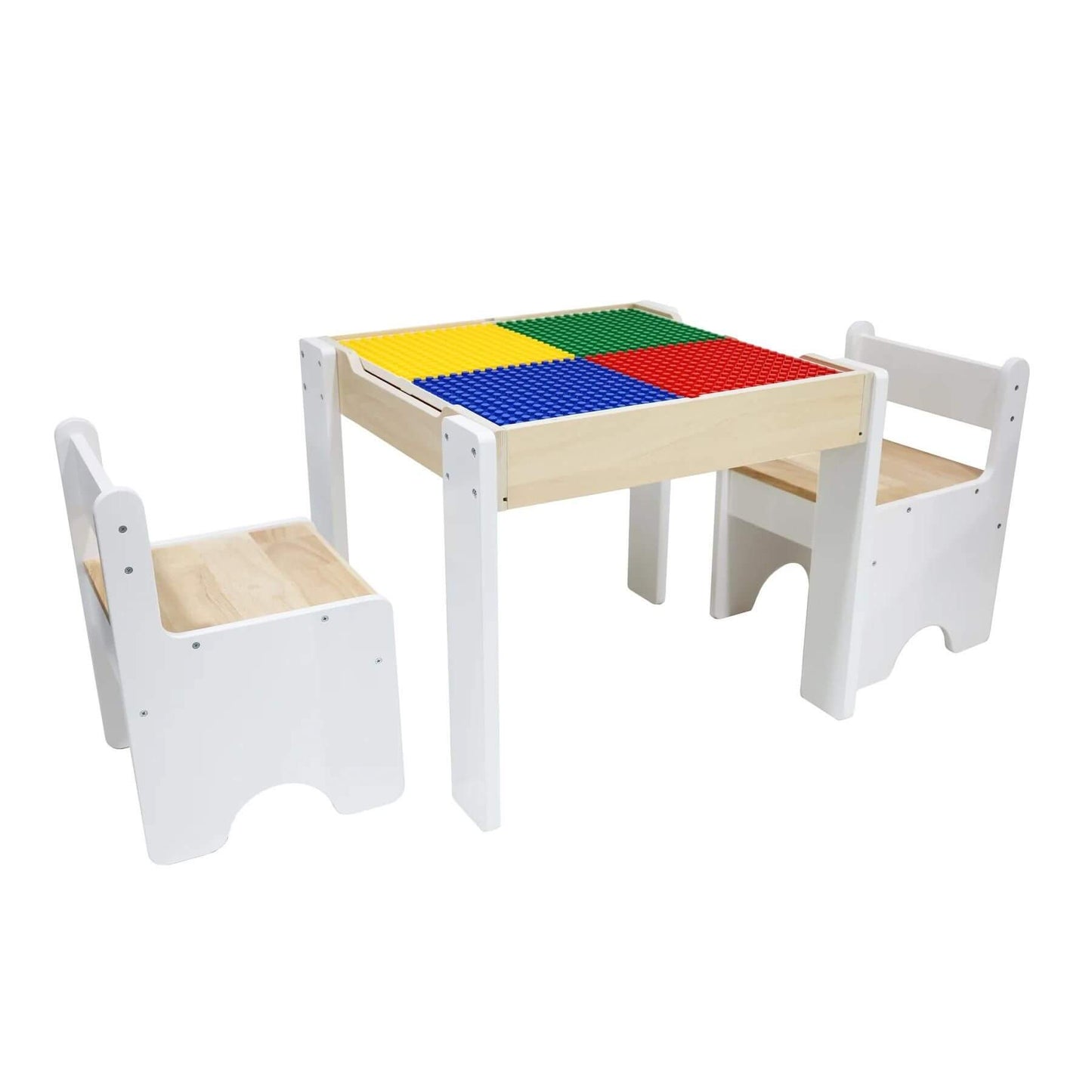 Teamson Kids Multi-Activity Table with Reversible Tabletop & Chairs Set White