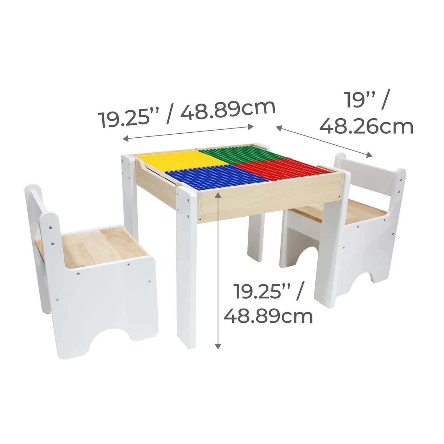 Teamson Kids Multi-Activity Table with Reversible Tabletop & Chairs Set White