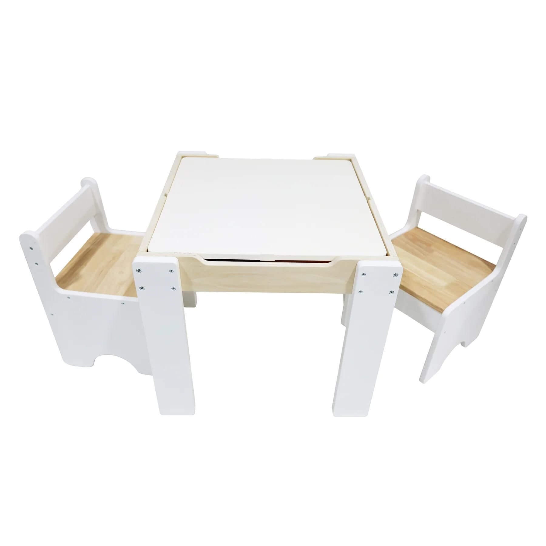 Teamson Kids Multi-Activity Table with Reversible Tabletop & Chairs Set White