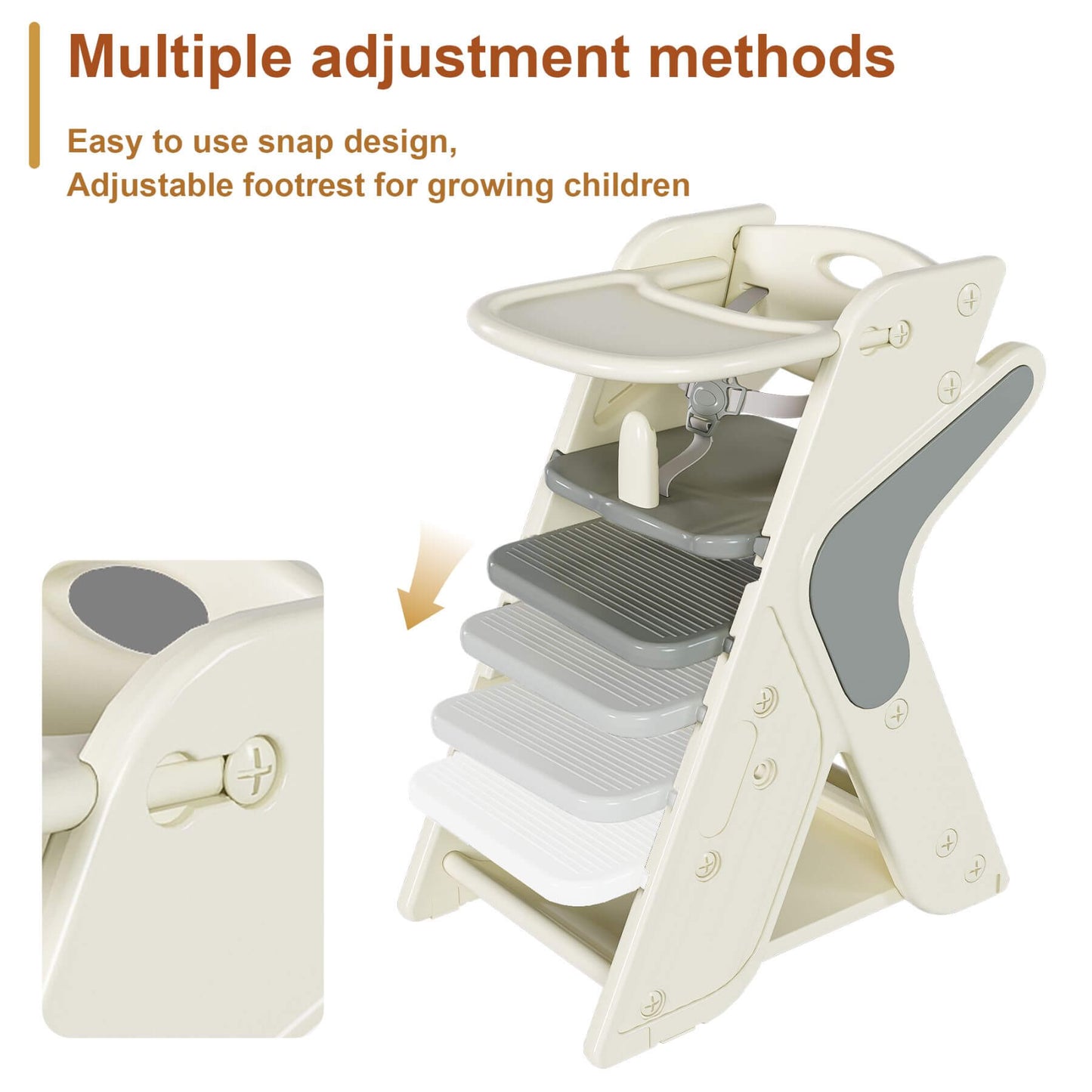 Multi-Functional Growing Up High Chair -  Grey & White