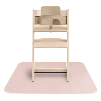 Wooden high chair on Mushie Splat Mat - Blush