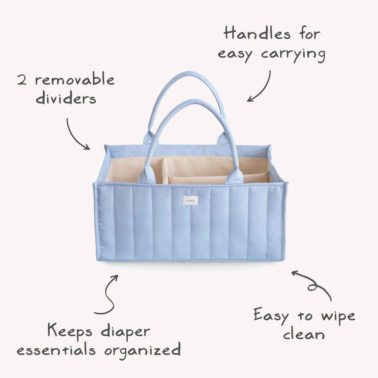 Mushie Diaper Caddy with features