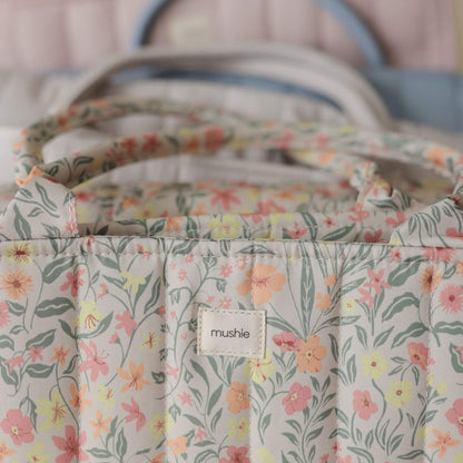 Close-up of Mushie Diaper Caddy
