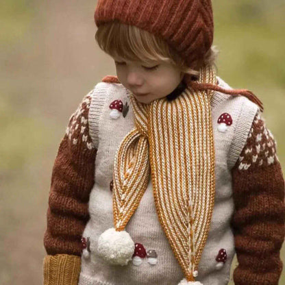 Boy in Mushroom Embroidery Knit Top