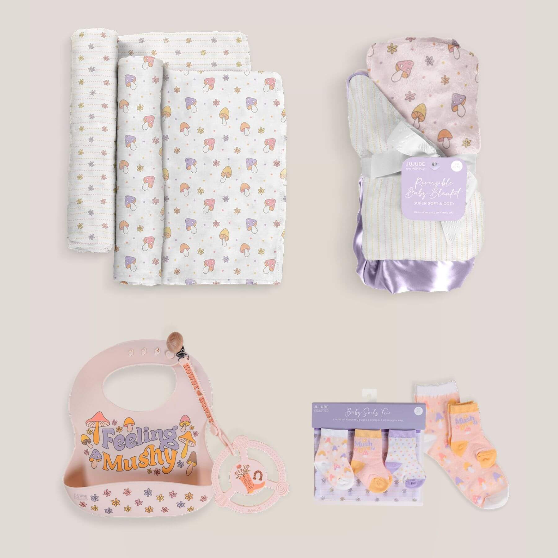 JuJuBe Everyday Essentials Baby Bundle - Mushy Love