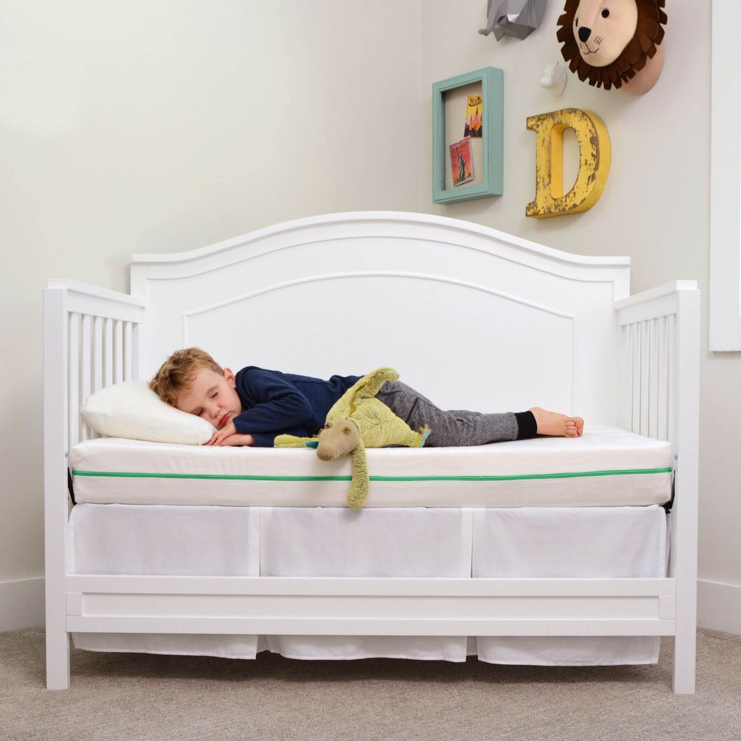 Boy Sleeping on My First Crib Mattress Flip Version / Crib & Toddler