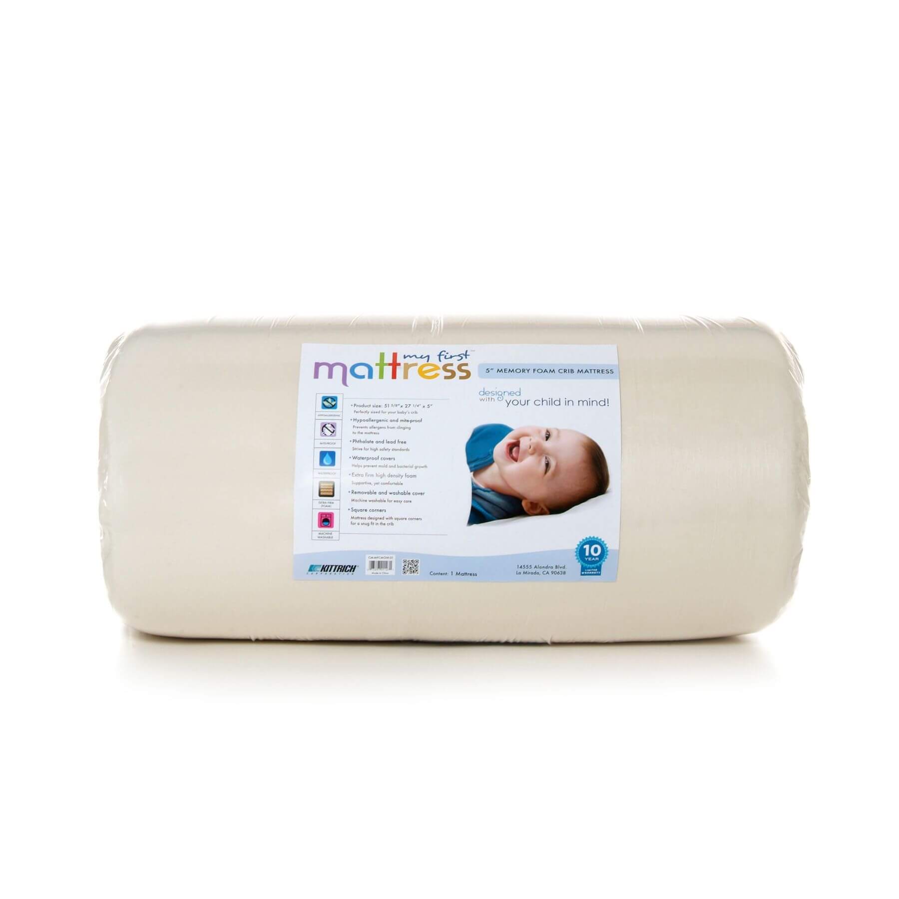 My First Memory Foam Crib Mattress with Waterproof Cover