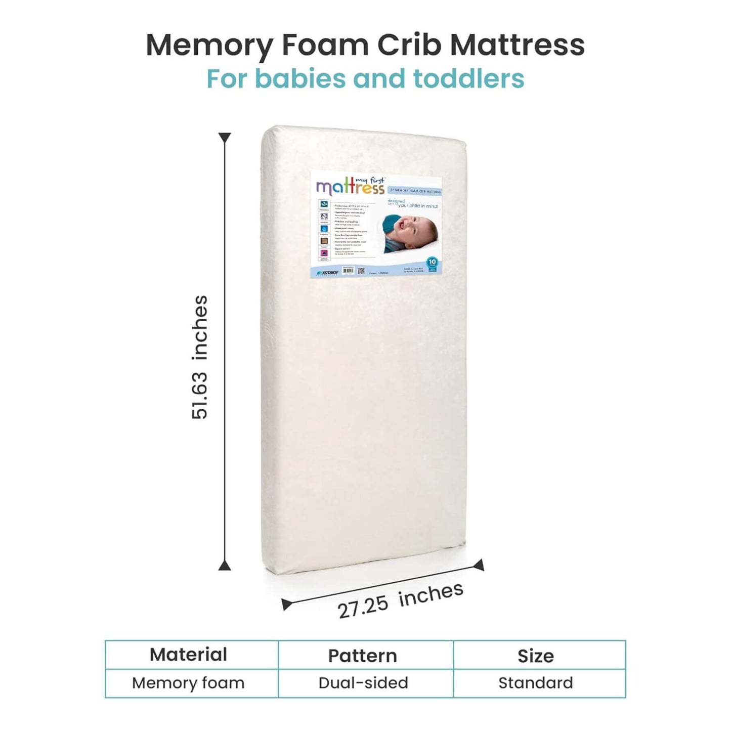 My First Memory Foam Crib Mattress with Waterproof Cover