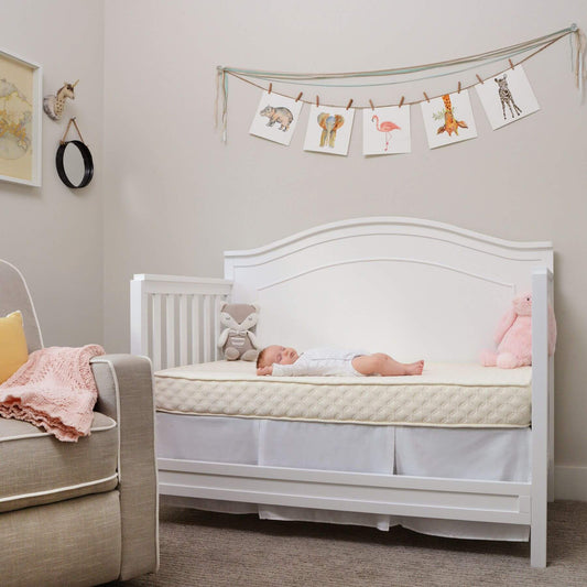 Baby Sleeping on My First Quilted Crib Mattress