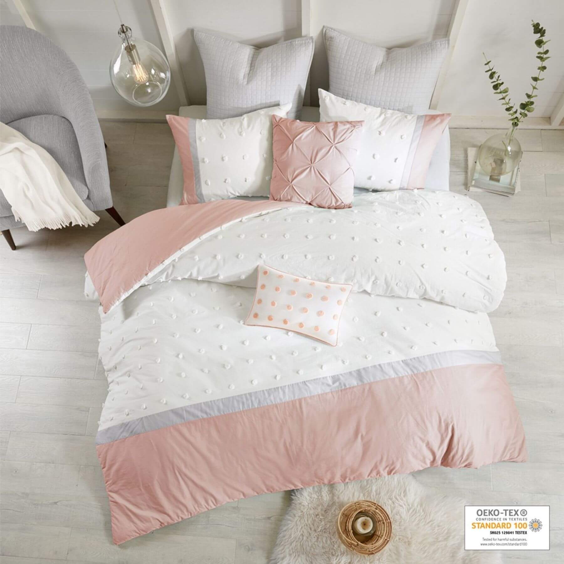 Myla 7 Piece Cotton Jacquard Comforter Set Blush