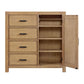 Mystic Chifferobe Honey Wood and an open door on a white background