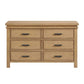 Mystic 6 Drawer Dresser Honey Wood on a white background