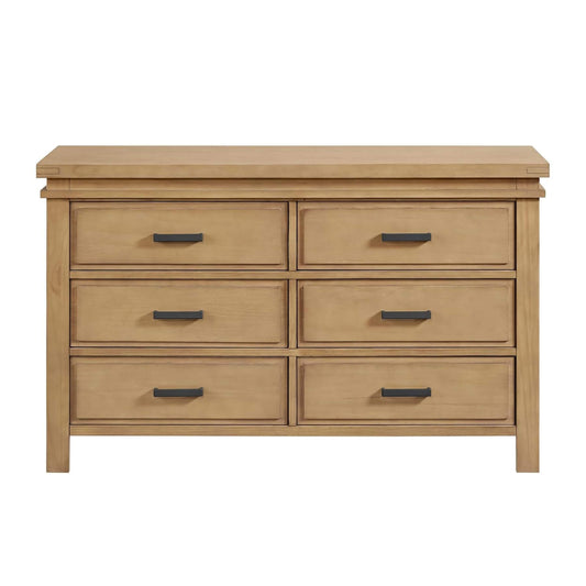 Mystic 6 Drawer Dresser Honey Wood on a white background