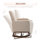 HOMCOM Accent Lounge Rocking Chair with Solid Curved Wood Base and Linen Padded Seat, Nursery Rocking Chair, Cream White