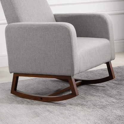 HOMCOM Nursery Rocker with Curved Wood Base Grey