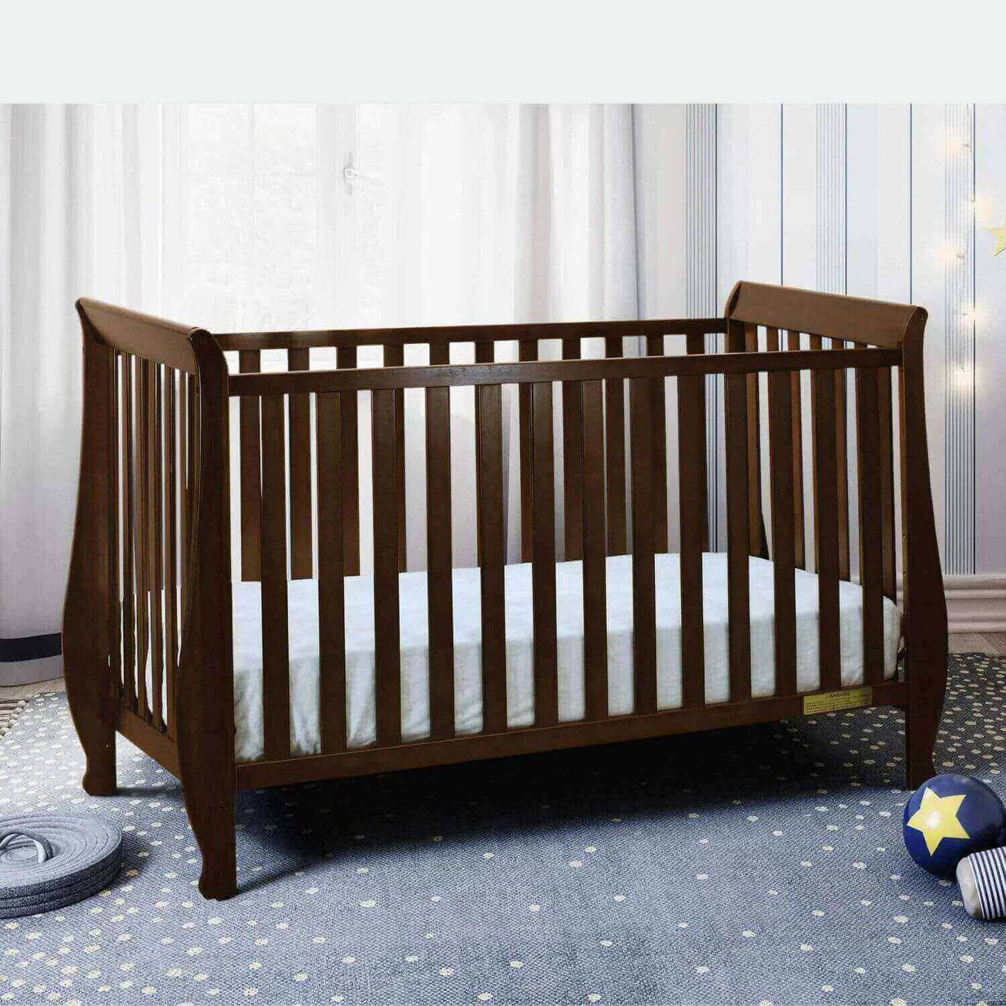 AFG Naomi 4-in-1 Baby Crib with Guardrail Espresso