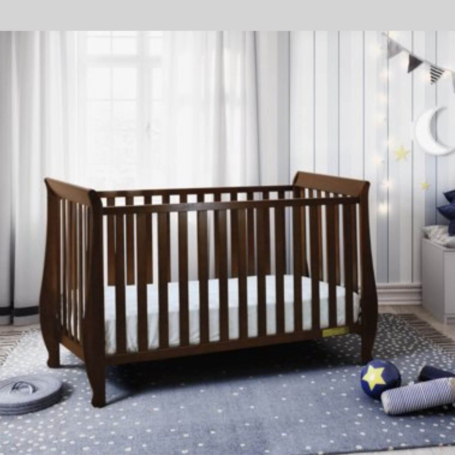 AFG Naomi 4-in-1 Baby Crib with Guardrail Espresso – Newborn Nursery