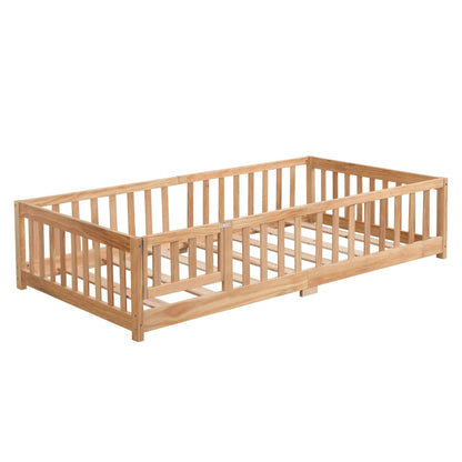 Civil HN Solid Wood Full Size Floor Bed - Natural