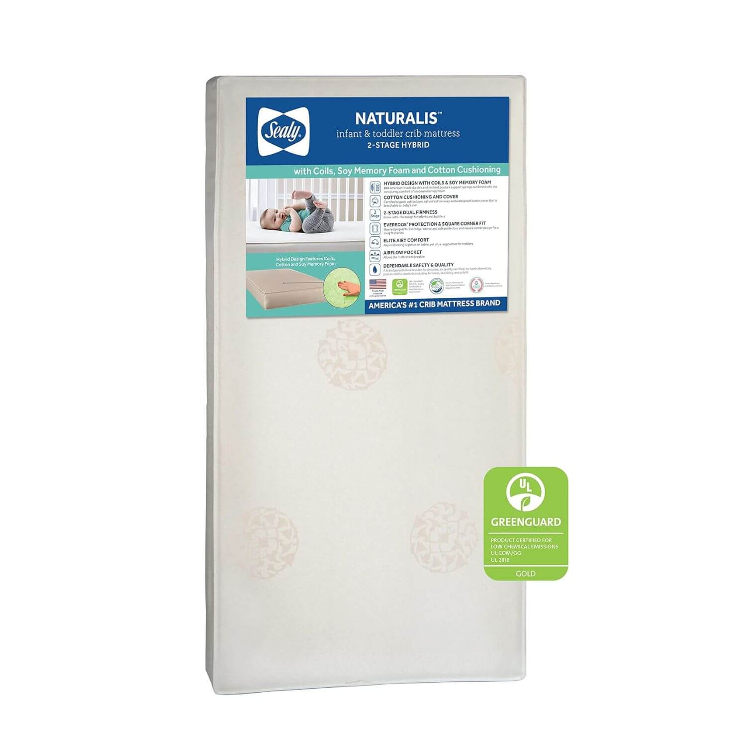 Sealy Naturalis 2-Stage Hybrid Crib and Toddler Mattress