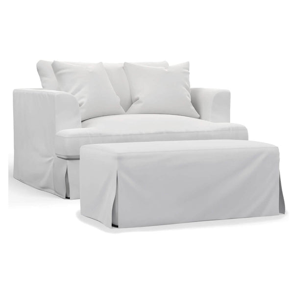 Sunset Trading Newport Slipcovered Chair and a half w/Ottoman | White