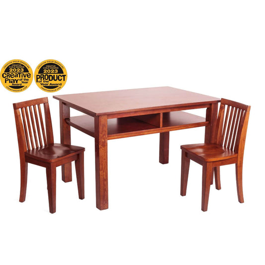 AFG Newton Kids Table and 2 Contoured Chair Set | Mahogany