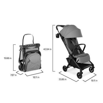 Mompush Nexis - Gray with dimensions displayed on a white background