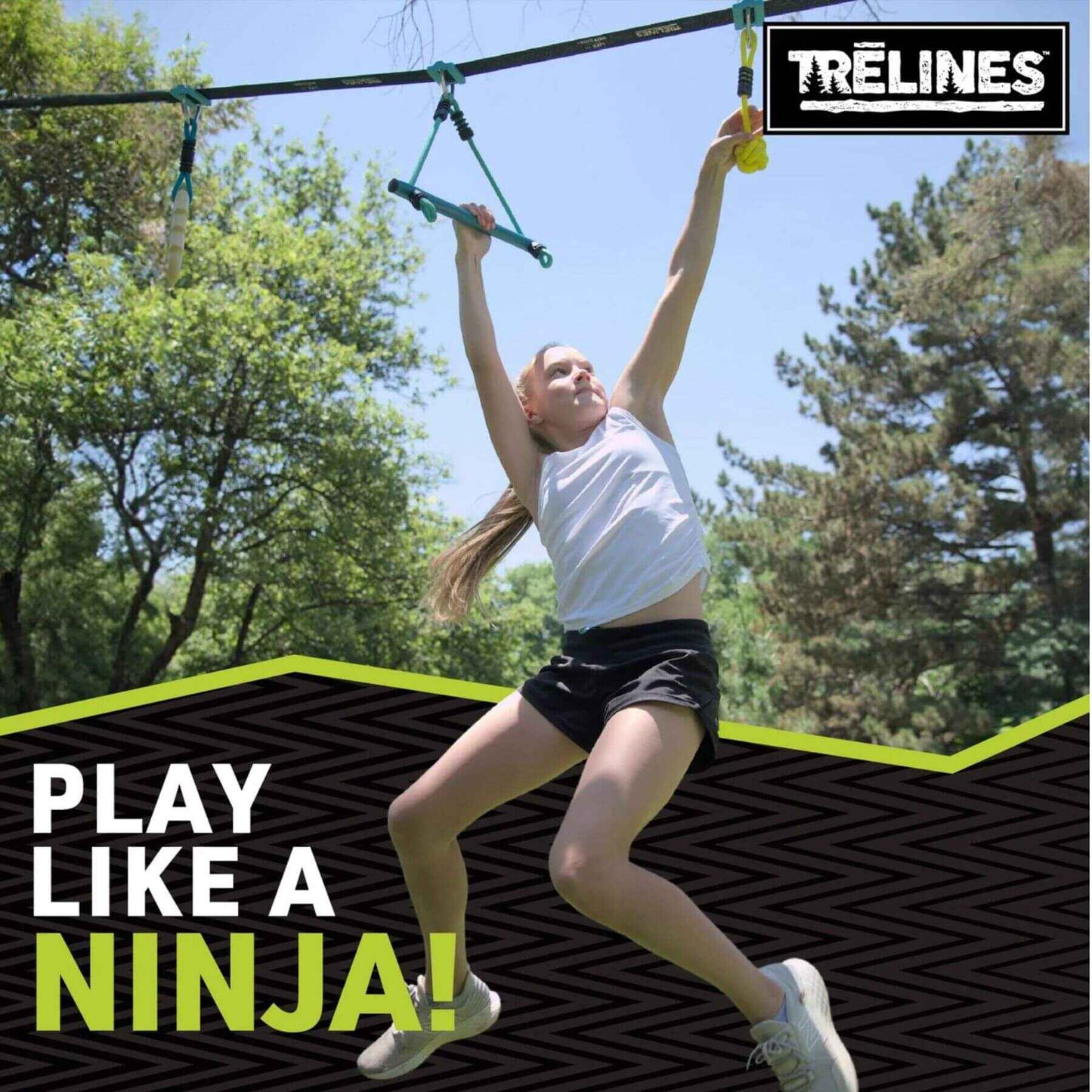 Girl Playing Trelines Ninja Adventure Line 36ft