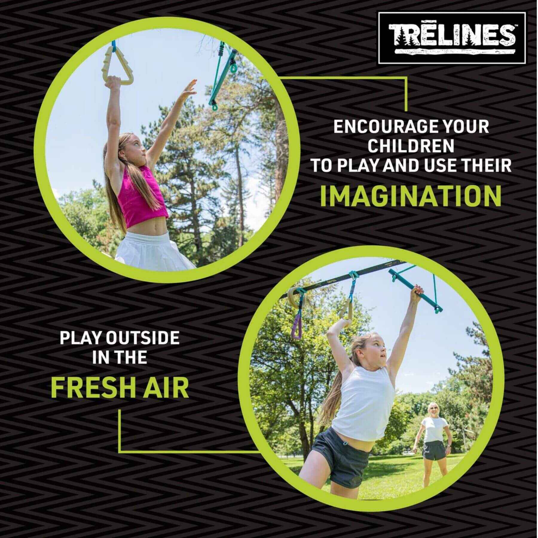 Girls Playing on Trelines Ninja Adventure Line 36ft