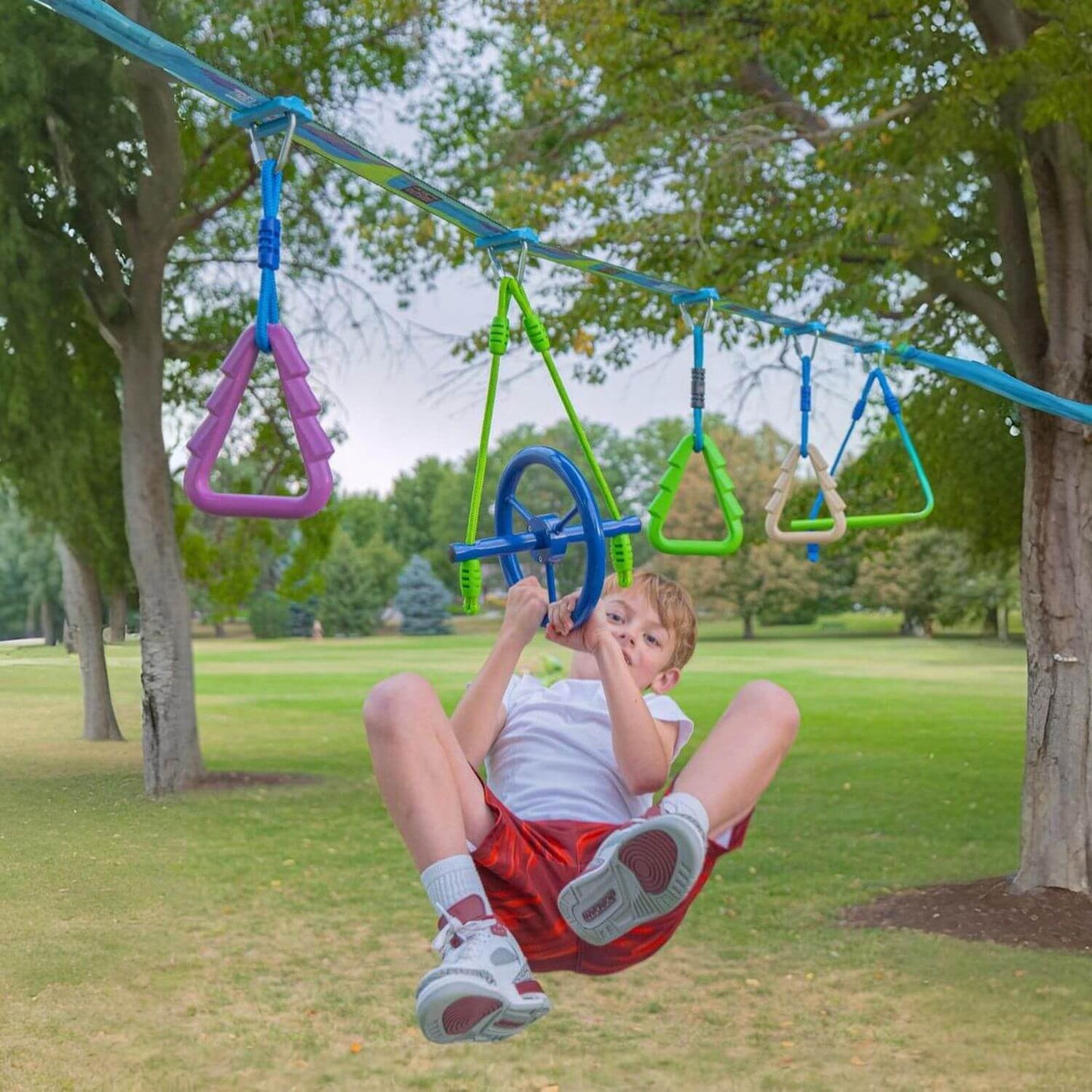 Boy Playing Trelines Ninja Vertical Fly Wheel 10"