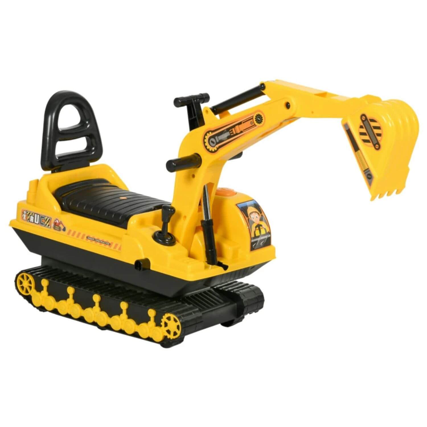 HOMCOM No Power Ride On Excavator Toy Tractors Digger Yellow & Black