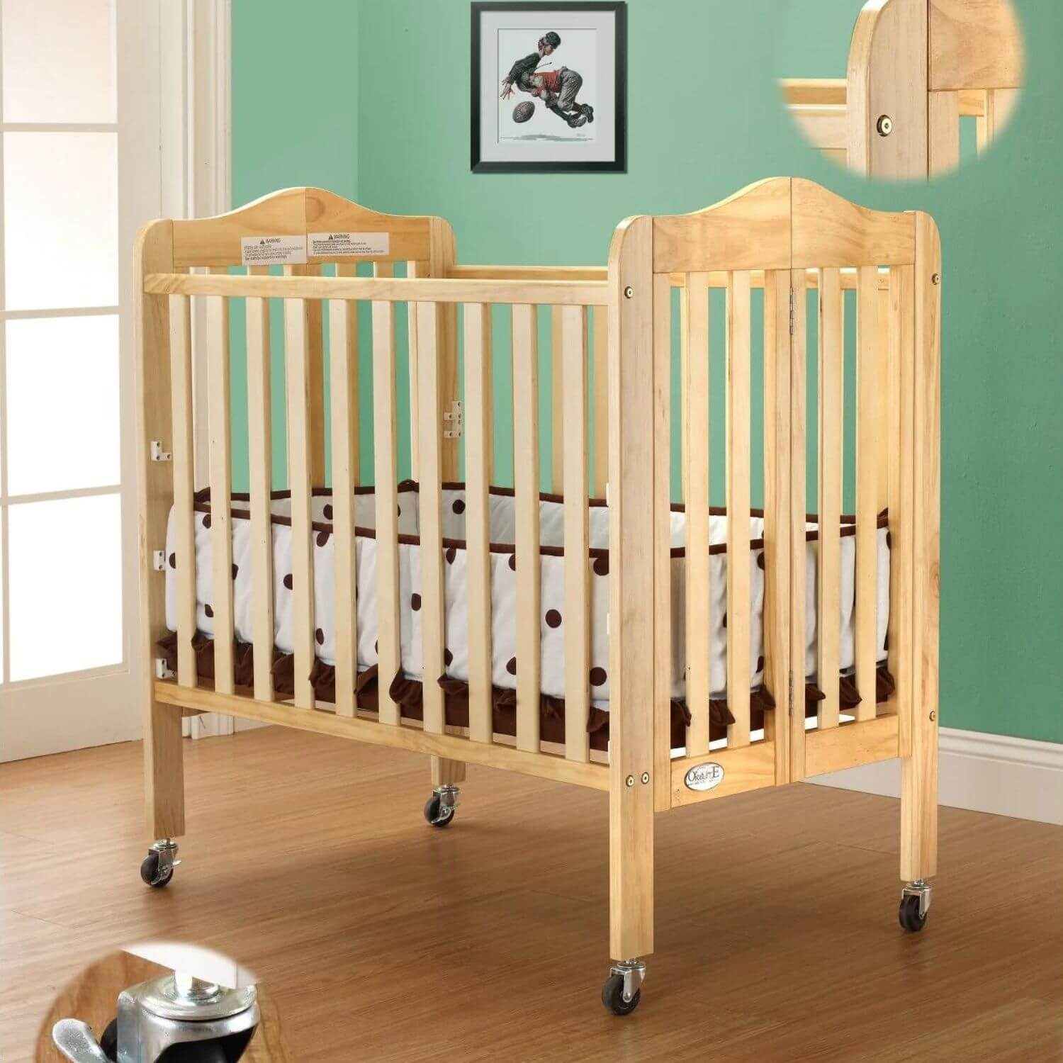 Orbelle Noa Three level Mini Portable Crib Natural