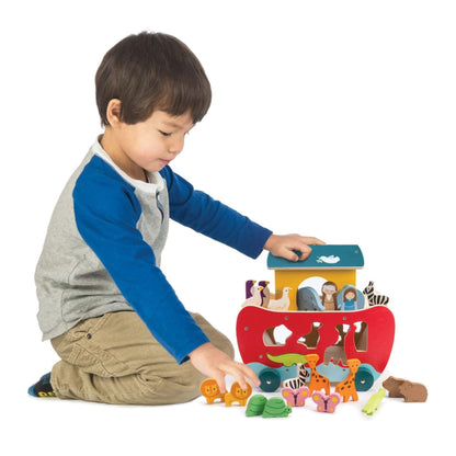 Child playing with Tender Leaf Noah's Shape Sorter Ark