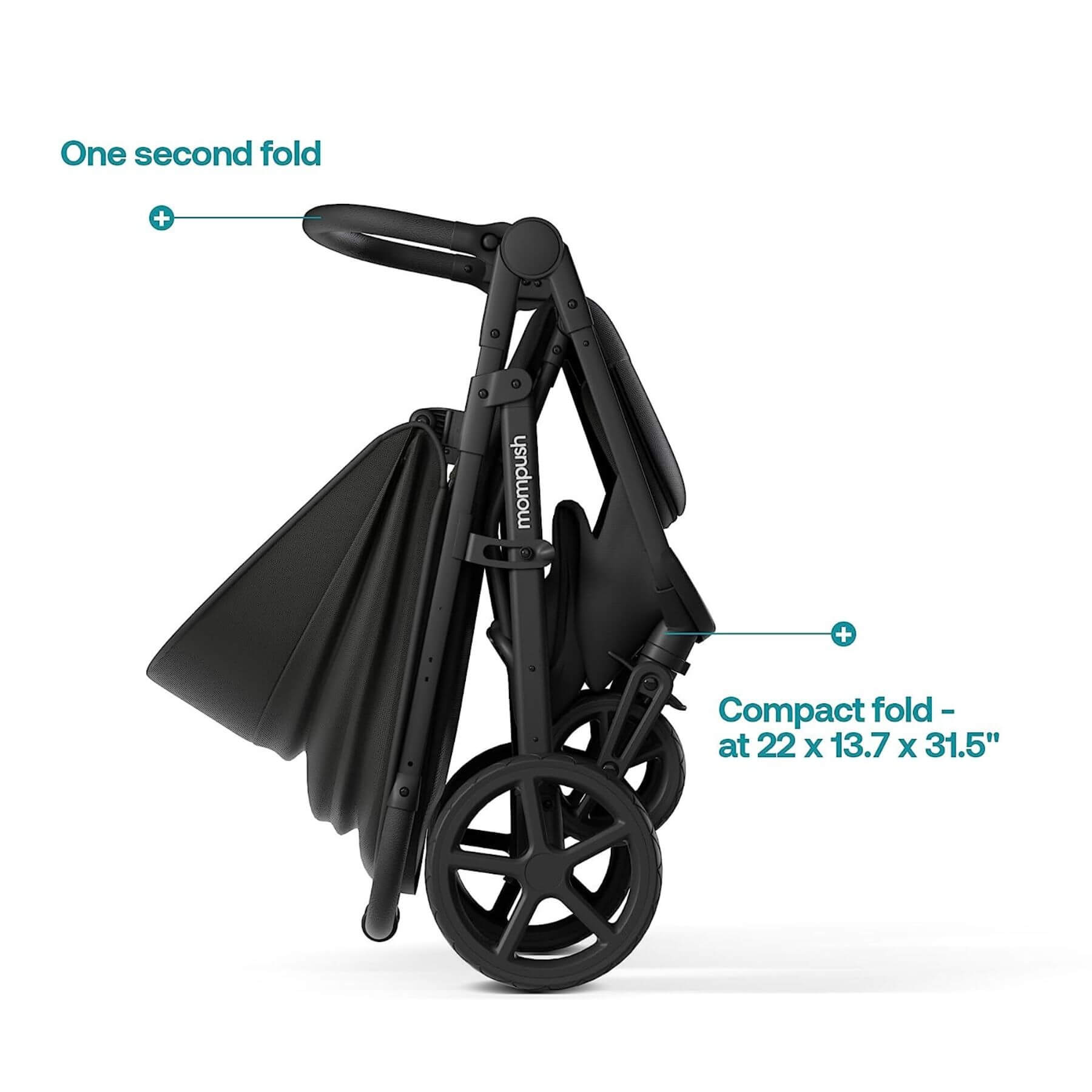 Folded Mompush Nova Baby Stroller Grey