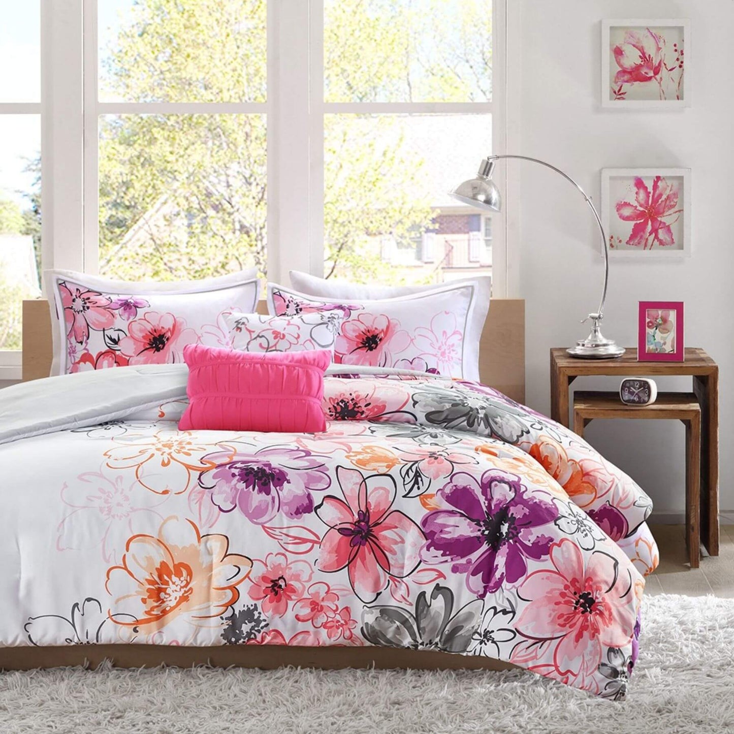 Olivia Floral Comforter Set Pink