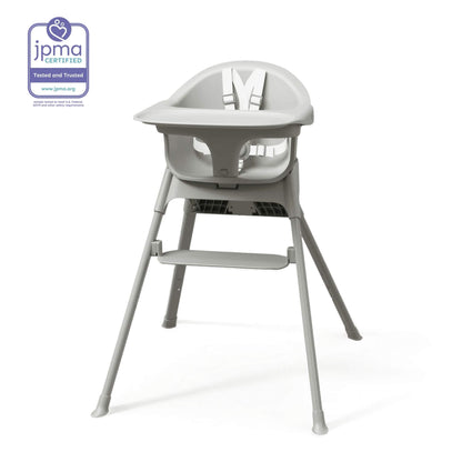 Mompush Olli High Chair - Gray with JPMA certification logo on a white background