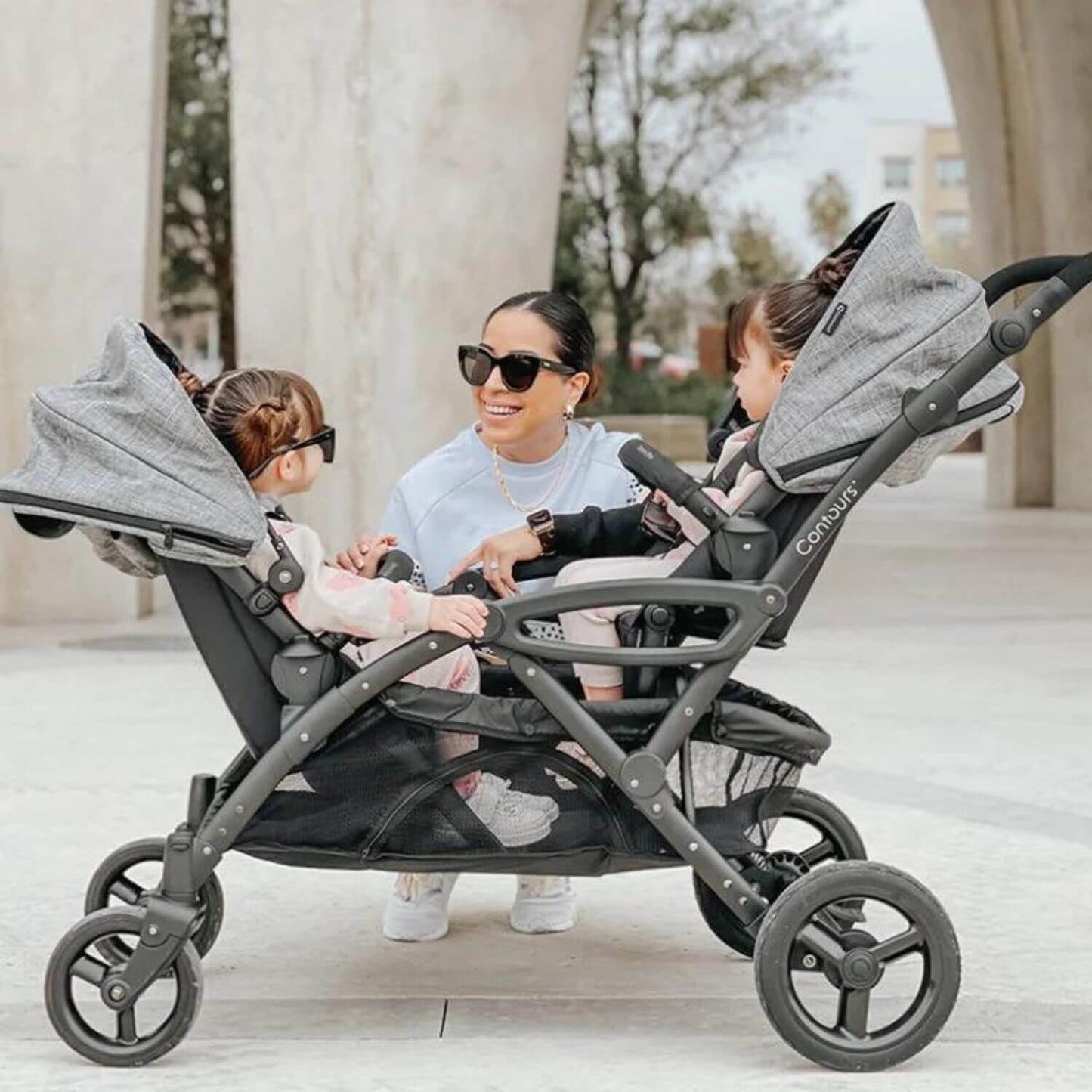 Contours Options Elite V2 Double Stroller Graphite Gray - Lifestyle