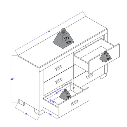 Orbelle 6 Drawer Dresser White - Product Dimensions