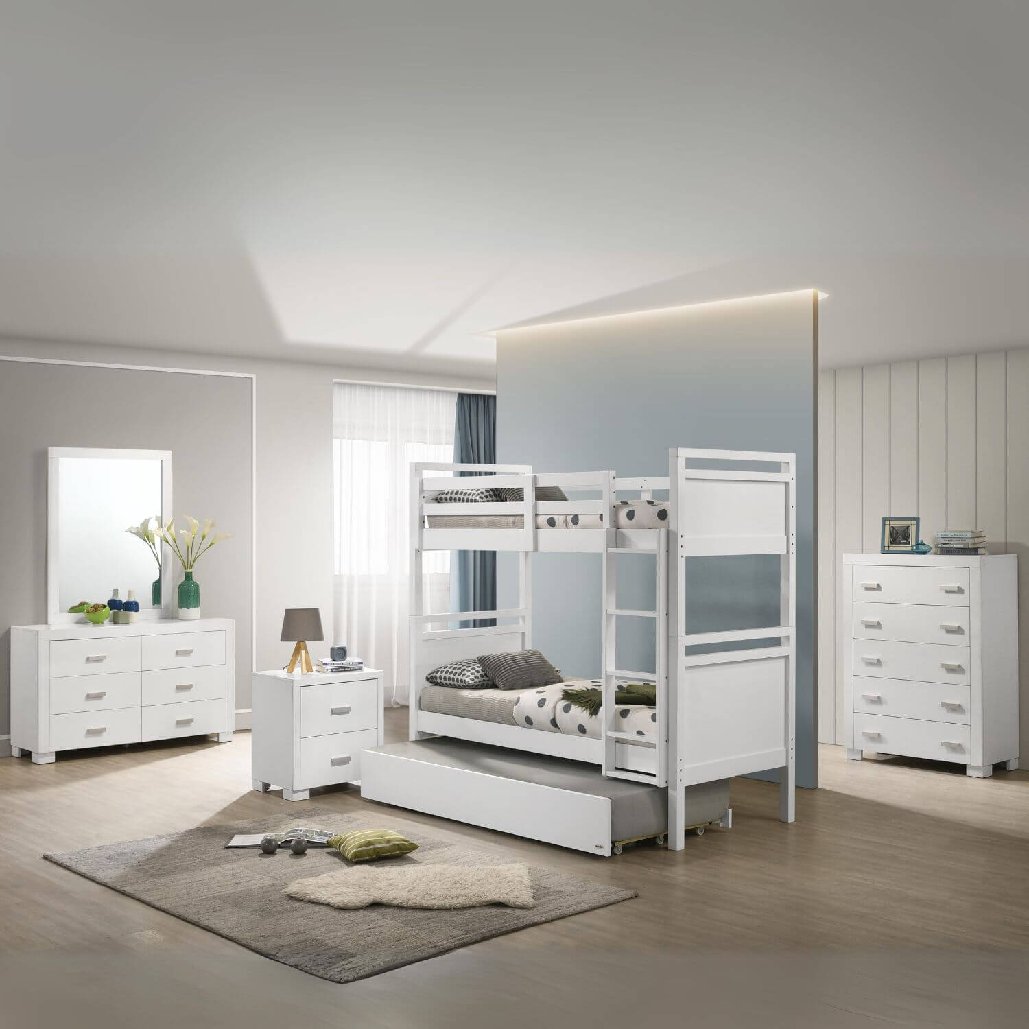 Orbelle Bunk Bed Twin over Twin Model 4800 White - Lifestyle