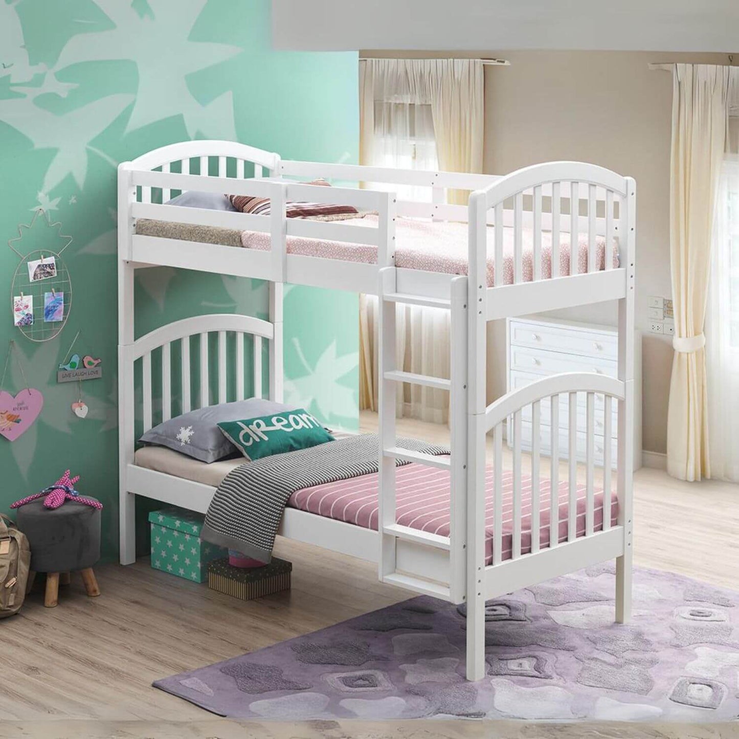 Orbelle Bunk Bed Twin over Twin Model 450 White - Lifestyle