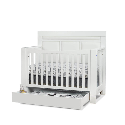 Orbelle Crystal Convertible crib with Trundle White with White Padding