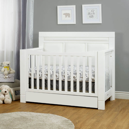 Orbelle Crystal Convertible crib with Trundle White with White Padding - Lifestyle