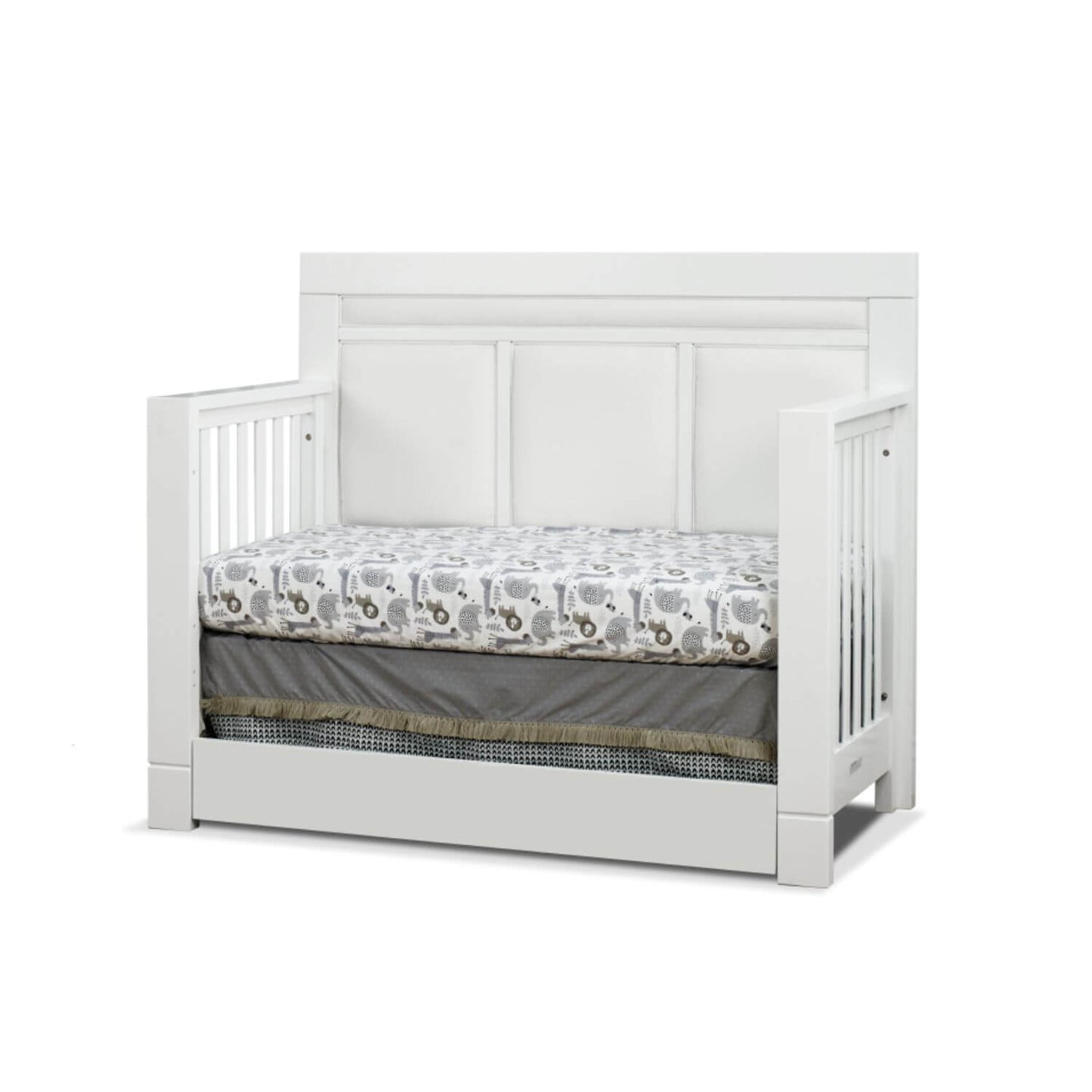 Orbelle Crystal Convertible crib with Trundle White with White Padding