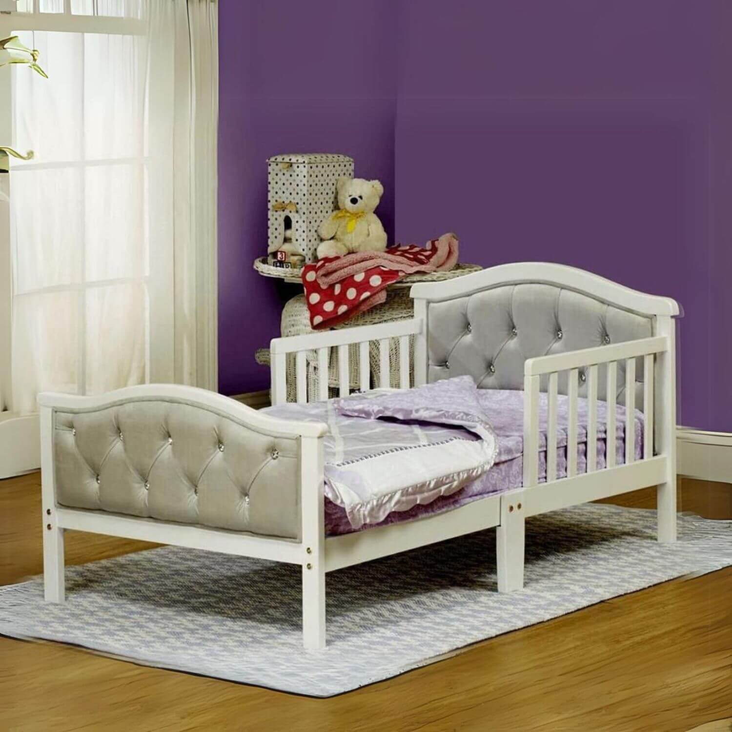 Orbelle French White Padded Gray Toddler Bed - Lifestyle