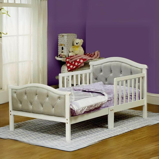Orbelle French White Padded Gray Toddler Bed - Lifestyle