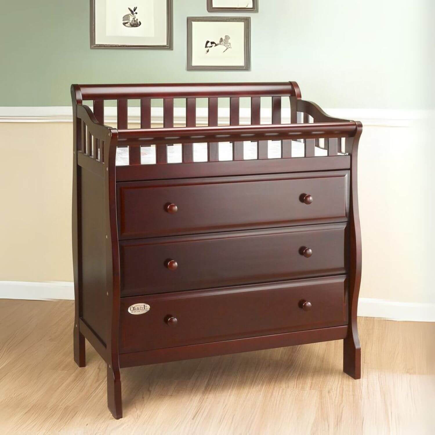 Orbelle Oneman Changing Table Cherry - Lifestyle