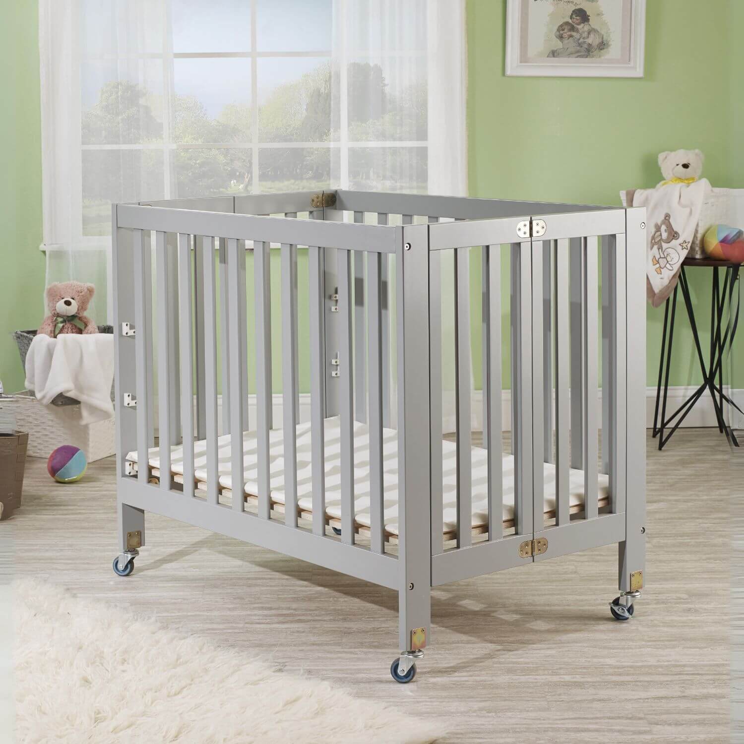 Orbelle Roxy Three Level Mini Portable Crib Gray - Lifestyle
