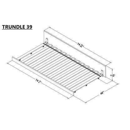 Orbelle Trundle Model 3739, Without Side Panels - Dimensions