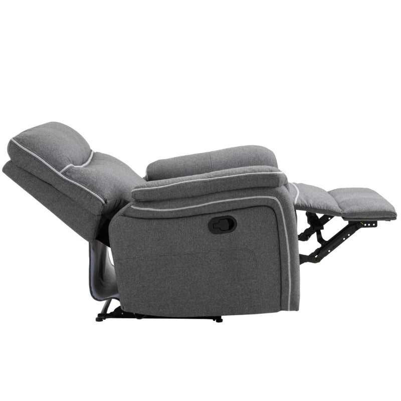 HOMCOM Nursery Rocker Recliner with Thick Padded Headrest & Footrest | Adjustable 150° | Grey