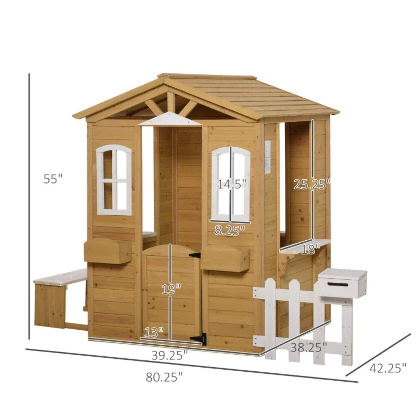 Outsunny Outdoor Playhouse for Kids Natural and White