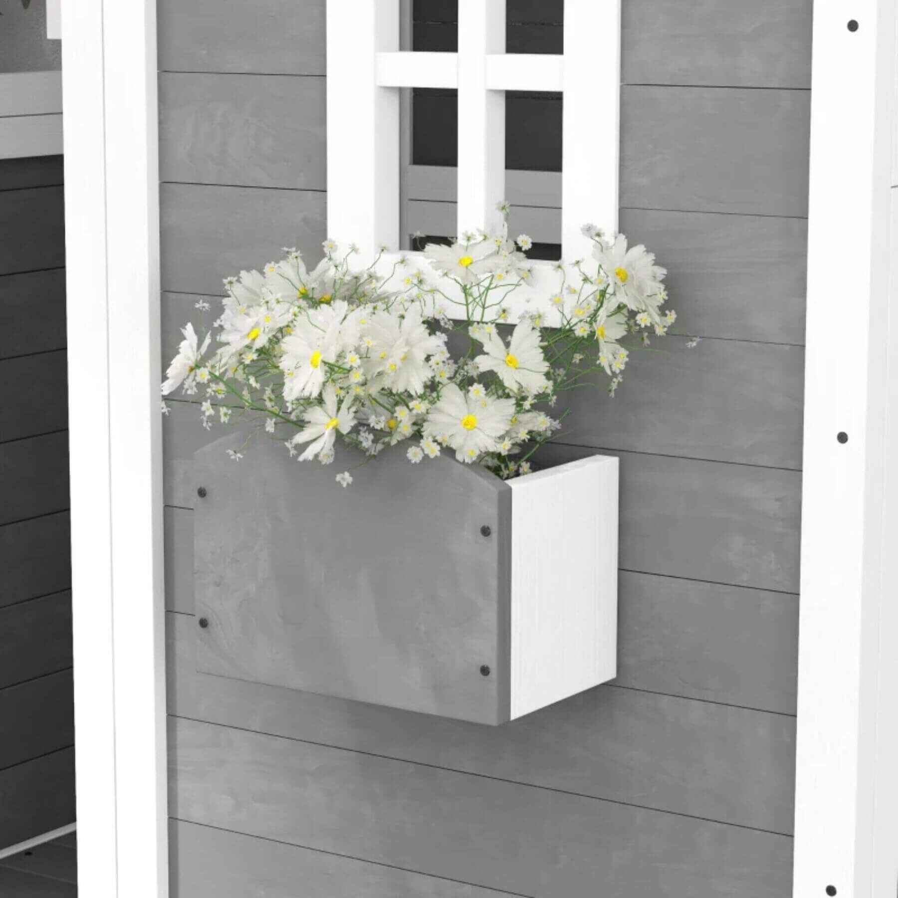 Detail of Outsunny Outdoor Wooden Playhouse for Kids Gray
